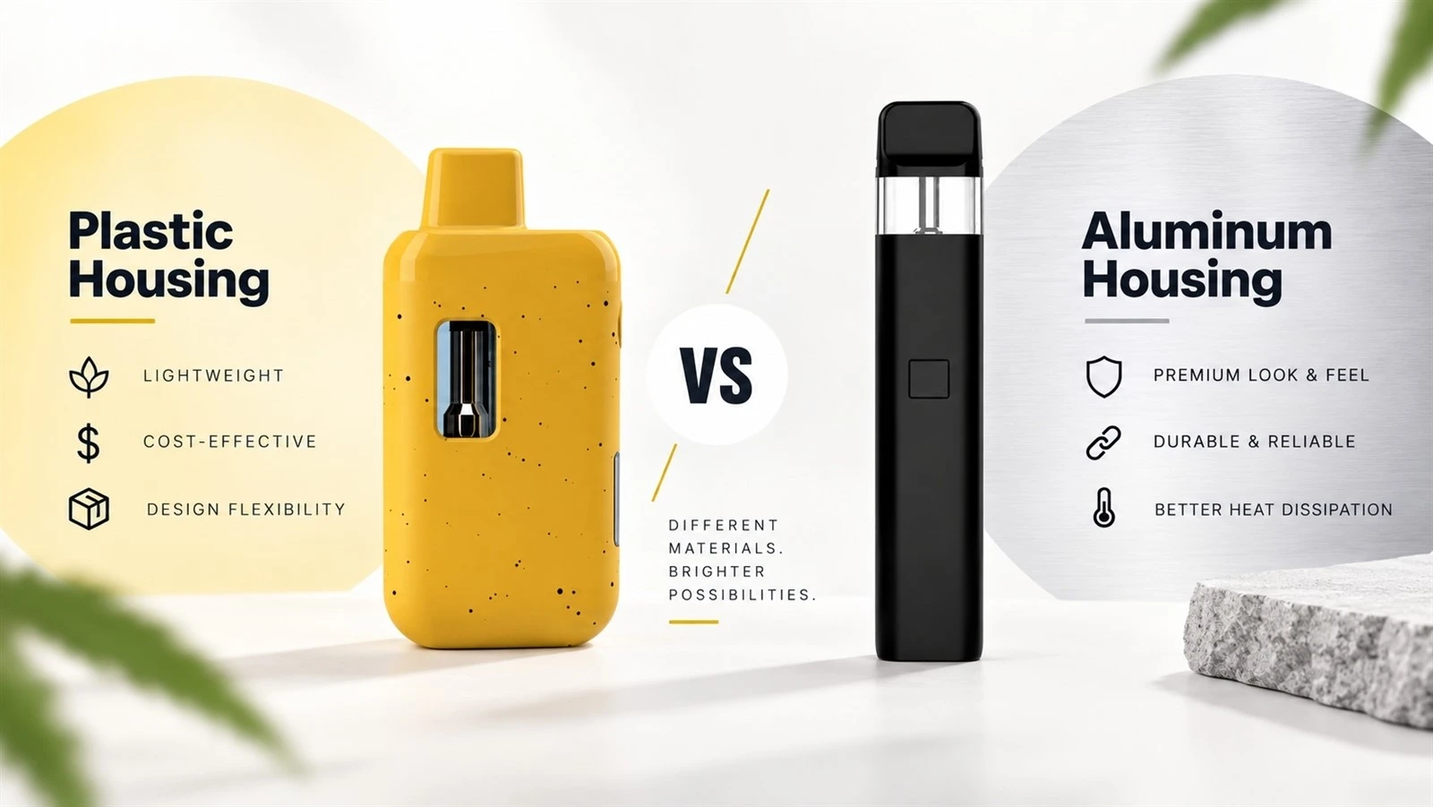 Plastic vs aluminum housing comparison for cannabis vape hardware Plastic vs aluminum housing comparison for cannabis vape hardware